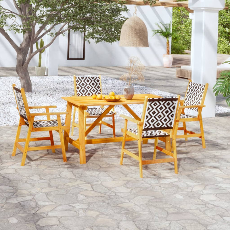 5 Piece Garden Dining Set Solid Wood Acacia