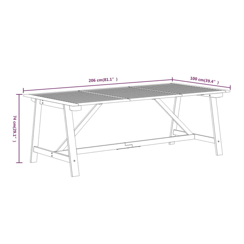 7 Piece Garden Dining Set Solid Wood Acacia