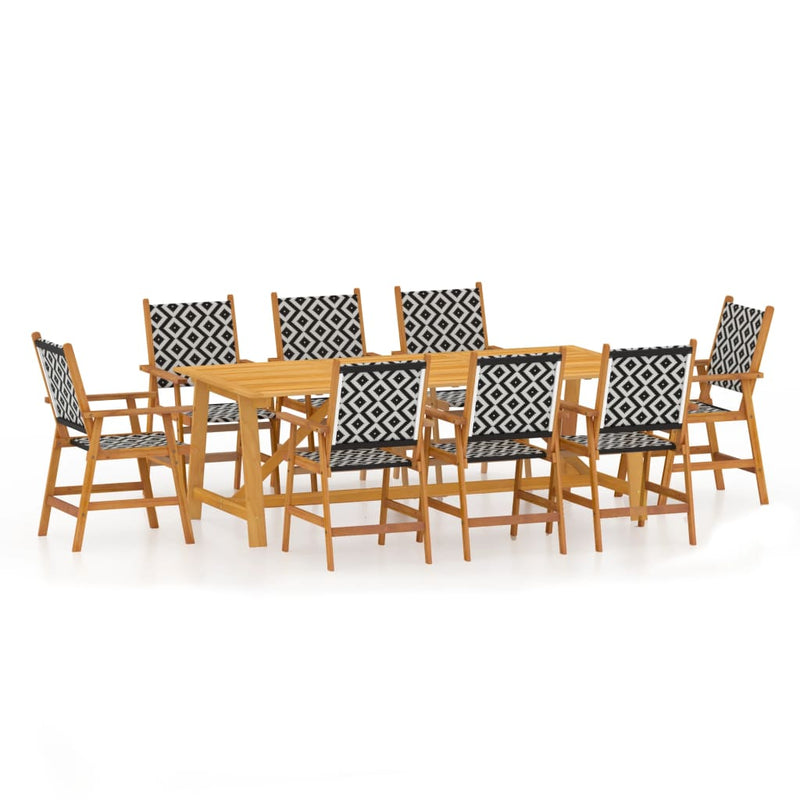 9 Piece Garden Dining Set Solid Wood Acacia