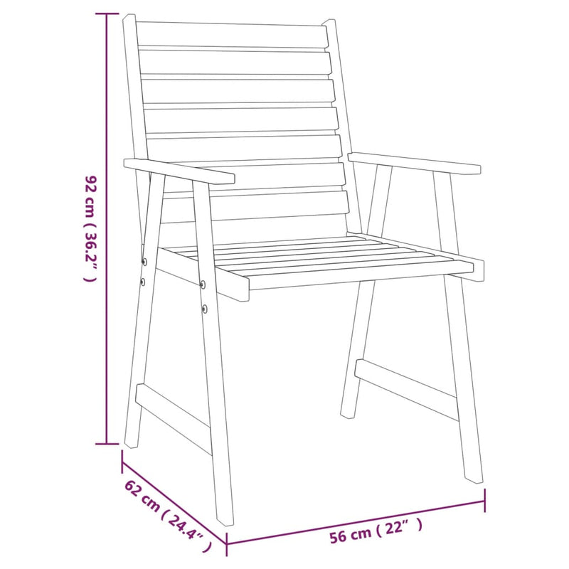 3 Piece Garden Dining Set Solid Wood Acacia