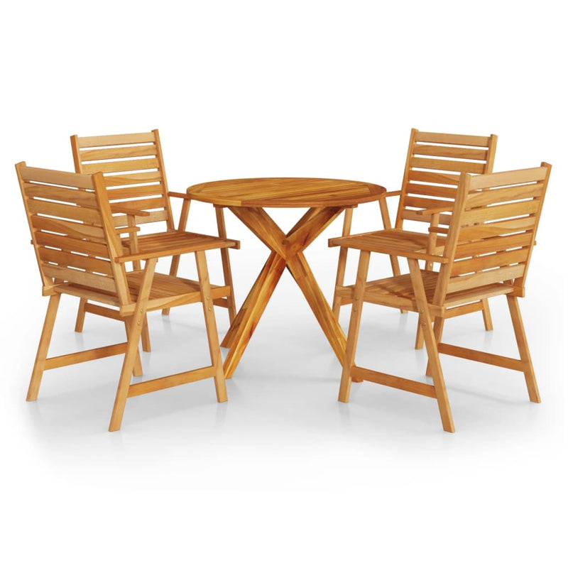 5 Piece Garden Dining Set Solid Wood Acacia