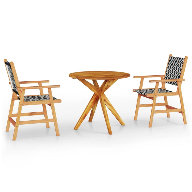 3 Piece Garden Dining Set Solid Wood Acacia