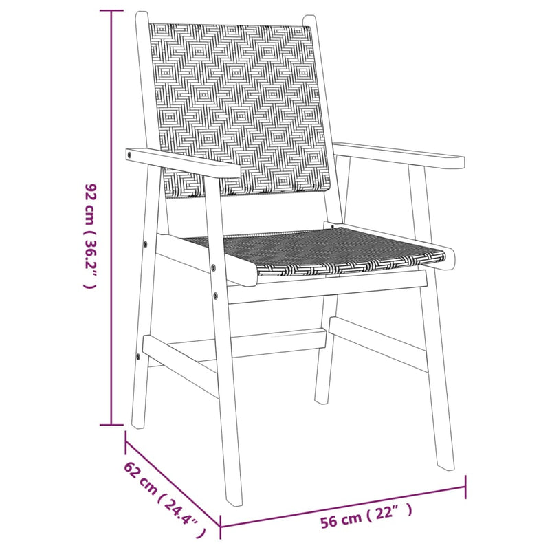 3 Piece Garden Dining Set Solid Wood Acacia