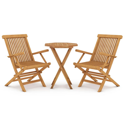 3 Piece Garden Dining Set Solid Wood Teak