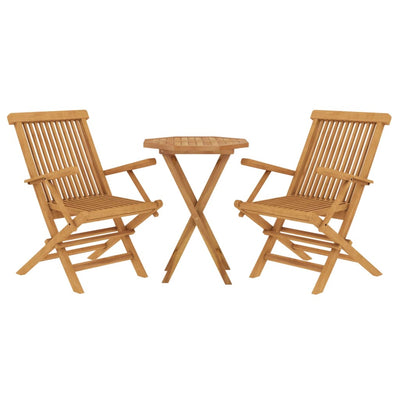 3 Piece Garden Dining Set Solid Wood Teak