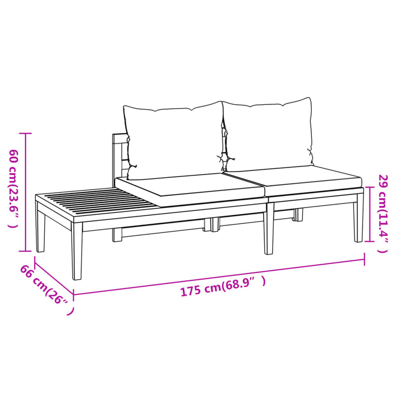 4 Piece Garden Lounge Set with Cream White Cushions Acacia Wood