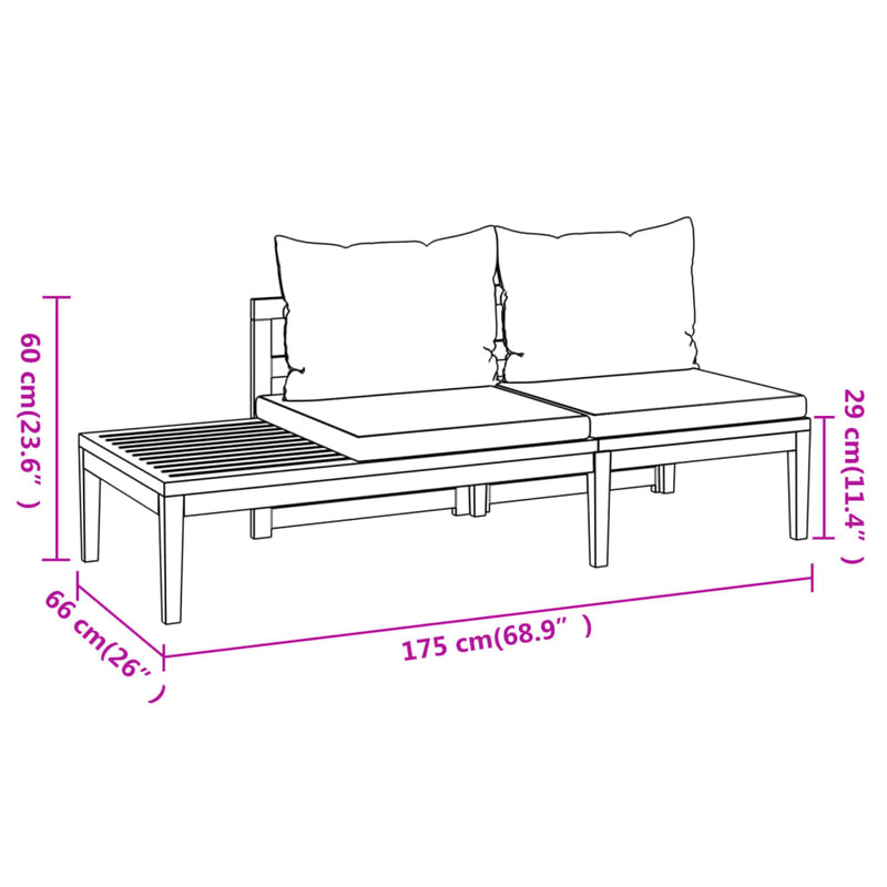 4 Piece Garden Lounge Set with Dark Grey Cushions Acacia Wood