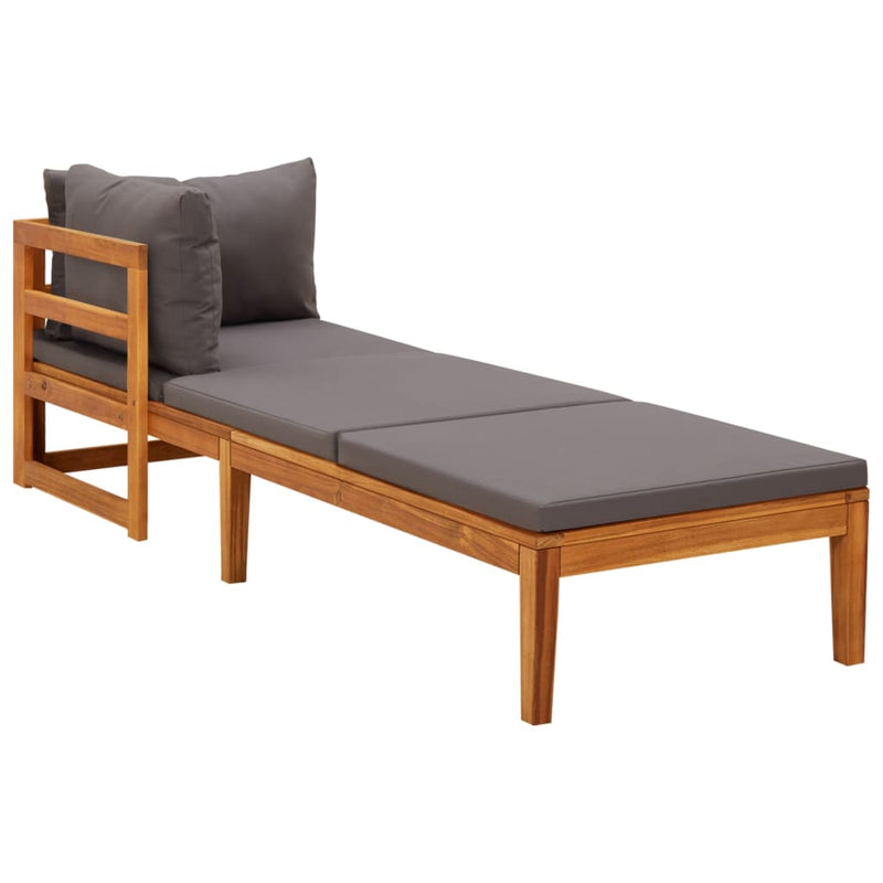 Sun Loungers with Dark Grey Cushions 2 pcs Acacia Wood