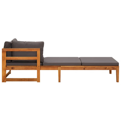 Sun Loungers with Dark Grey Cushions 2 pcs Acacia Wood