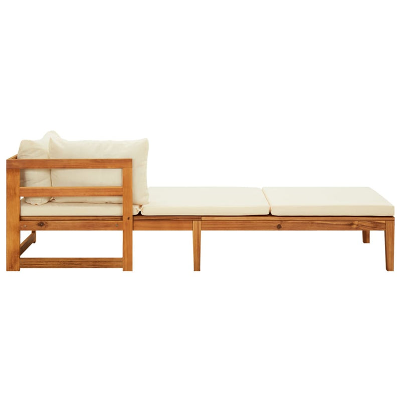 3 Piece Garden Lounge Set with Cream White Cushions Acacia Wood