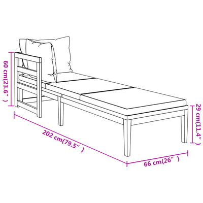 3 Piece Garden Lounge Set with Cream White Cushions Acacia Wood