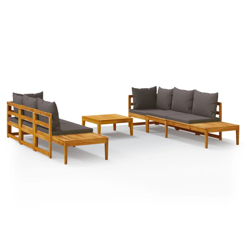 5 Piece Garden Lounge Set with Dark Grey Cushions Acacia Wood