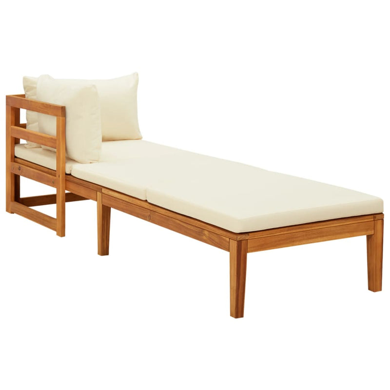 3 Piece Garden Lounge Set with Cream White Cushions Acacia Wood