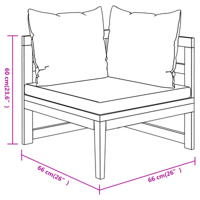 3 Piece Garden Lounge Set with Cream White Cushions Acacia Wood