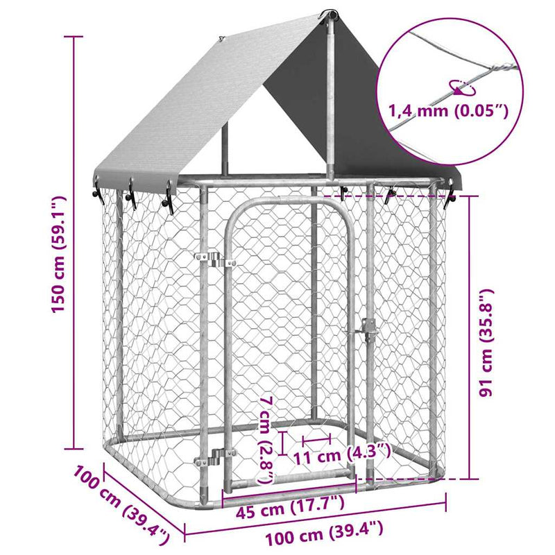 Outdoor Dog Kennel with Roof 100x100x150 cm