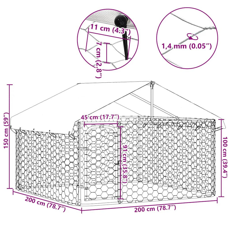 Outdoor Dog Kennel with Roof 200x200x150 cm