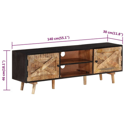 TV Cabinet 140x30x46 cm Rough Mango Wood and Solid Wood Acacia