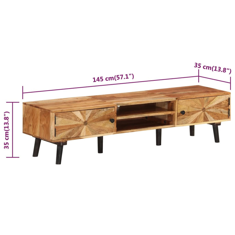 TV Cabinet 145x35x35 cm Solid Wood Acacia