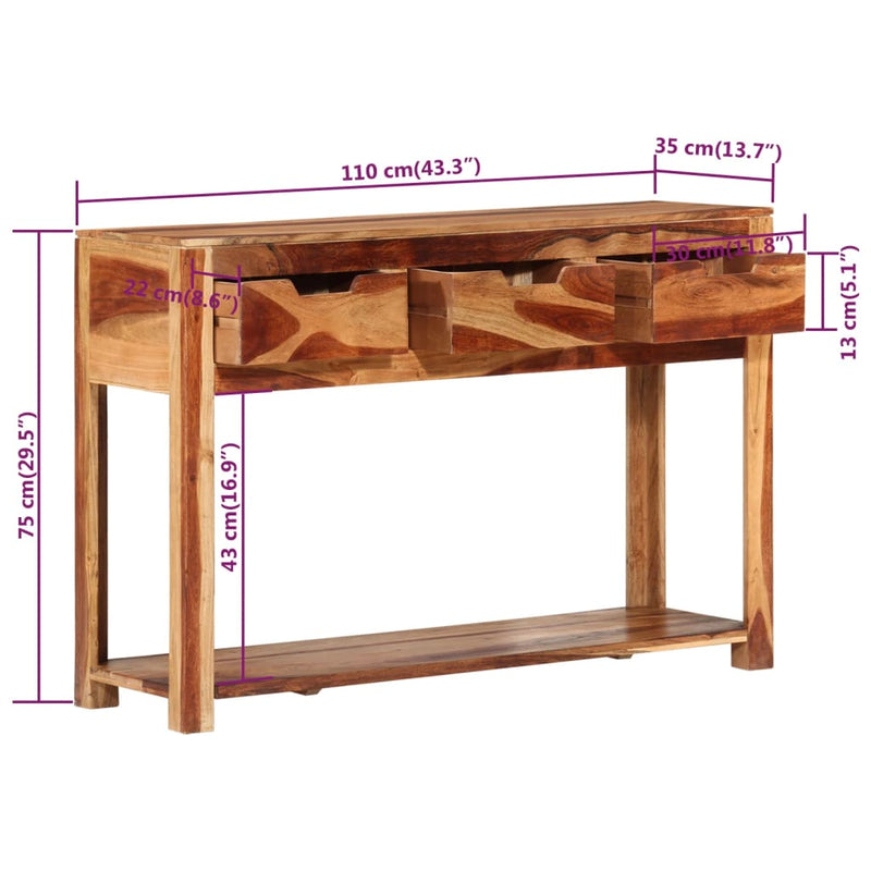 Console Table 110x35x75 cm Solid Wood Acacia