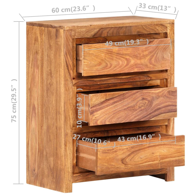 Drawer Cabinet 60x33x75 cm Solid Wood Acacia