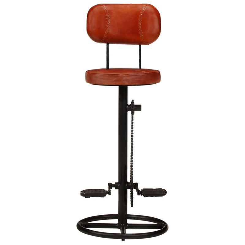 Bar Stools 2 pcs Black and Brown Real Goat Leather