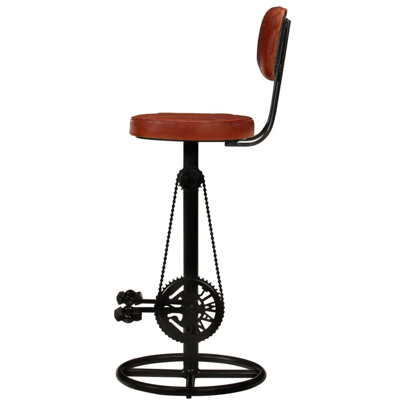 Bar Stools 2 pcs Black and Brown Real Goat Leather