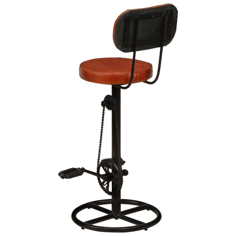 Bar Stools 2 pcs Black and Brown Real Goat Leather