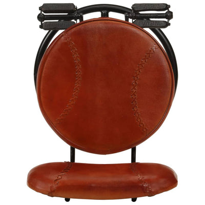 Bar Stools 2 pcs Black and Brown Real Goat Leather