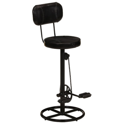 Bar Stools 2 pcs Black Real Goat Leather