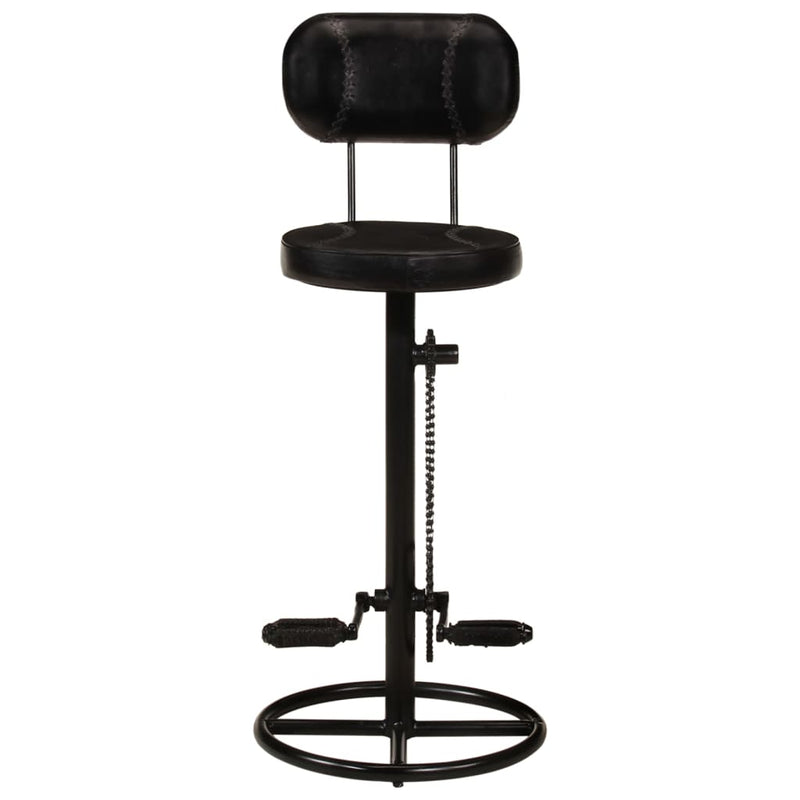 Bar Stools 2 pcs Black Real Goat Leather