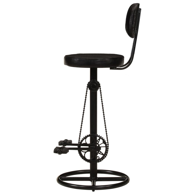 Bar Stools 2 pcs Black Real Goat Leather