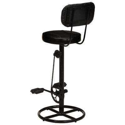 Bar Stools 2 pcs Black Real Goat Leather