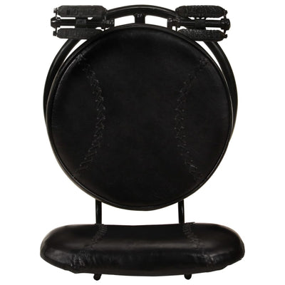 Bar Stools 2 pcs Black Real Goat Leather