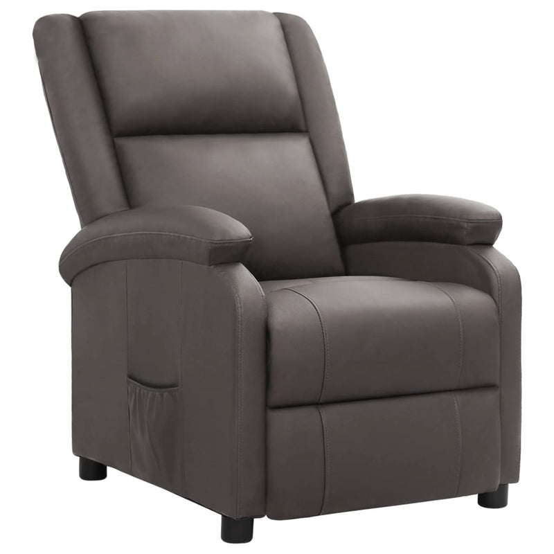 Recliner Chair Grey Real Leather