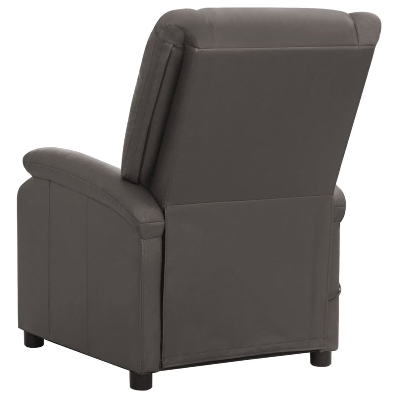 Recliner Chair Grey Real Leather