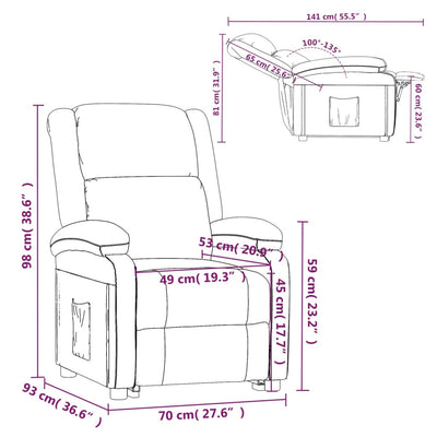 Recliner Chair Grey Real Leather