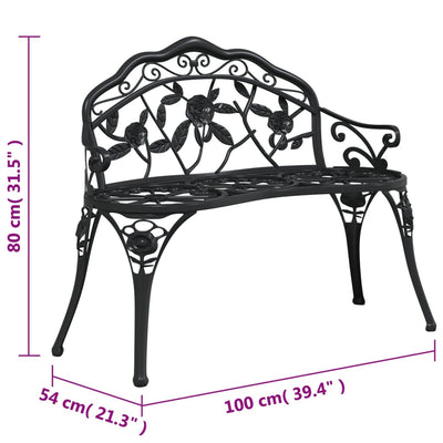 Garden Bench 99 cm Cast Aluminium Black