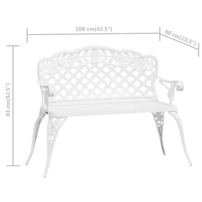 Garden Bench 108 cm Cast Aluminium White