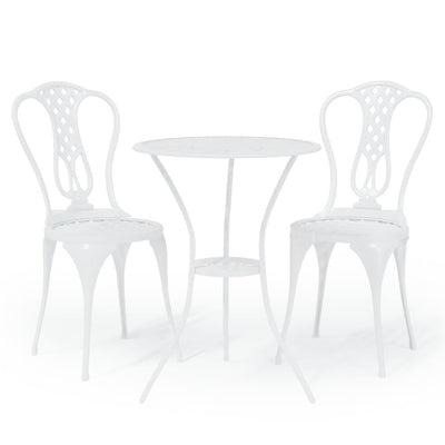 3 Piece Bistro Set Cast Aluminium White