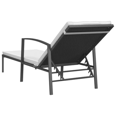 Sun Loungers 2 pcs with Table Poly Rattan Black