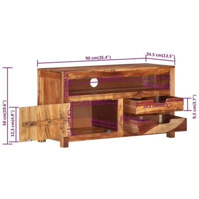 TV Cabinet 90x34.5x50 cm Solid Wood Acacia