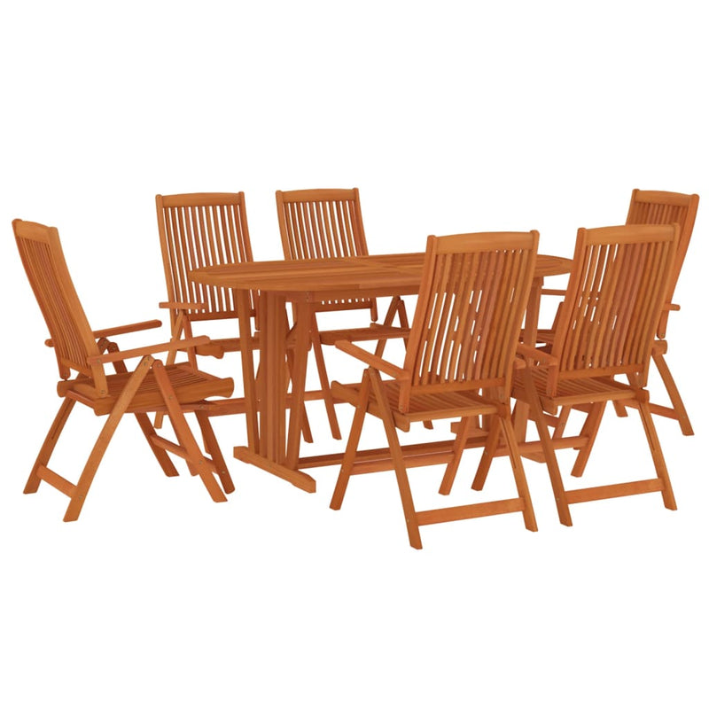 7 Piece Garden Dining Set Solid Wood Eucalyptus