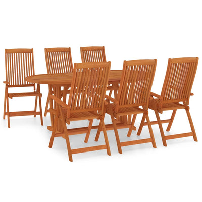 7 Piece Garden Dining Set Solid Wood Eucalyptus