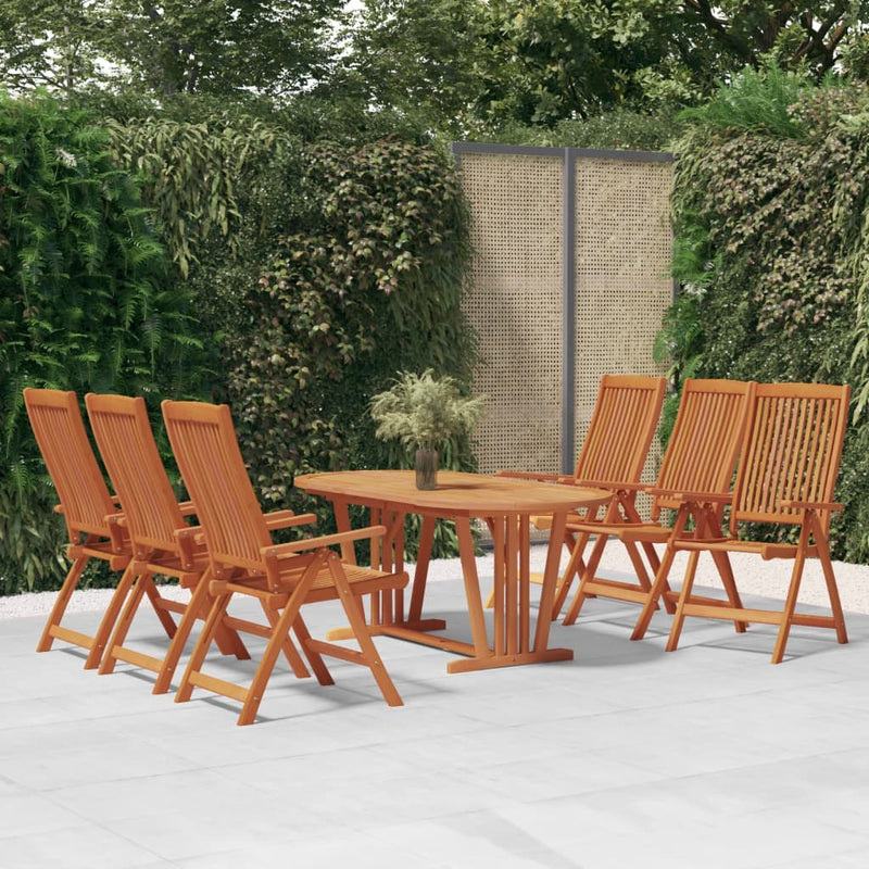 7 Piece Garden Dining Set Solid Wood Eucalyptus