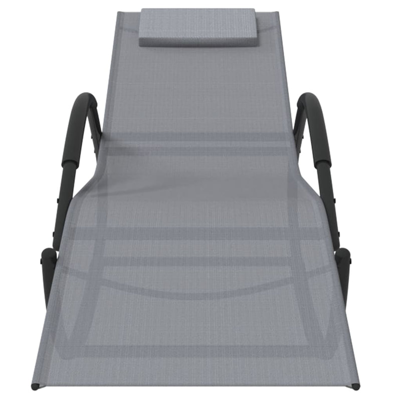 Rocking Sun Lounger Grey Steel and Textilene