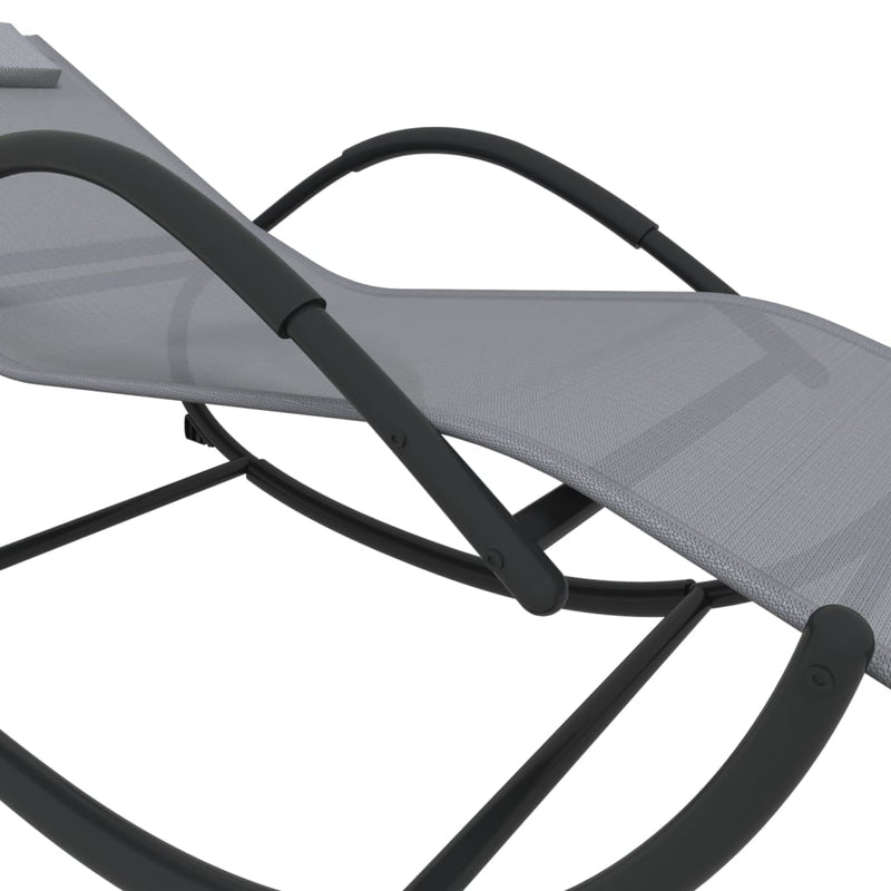 Rocking Sun Lounger Grey Steel and Textilene