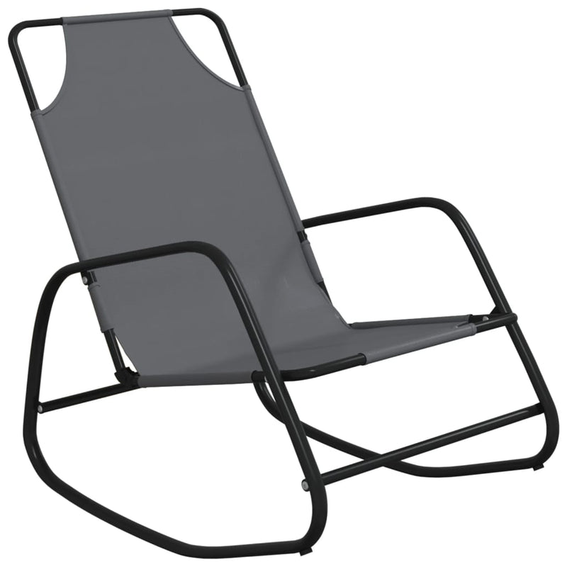 Rocking Sun Lounger Grey Steel and Textilene