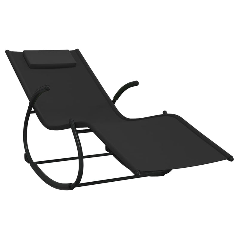 Rocking Sun Loungers 2 pcs Black Steel and Textilene