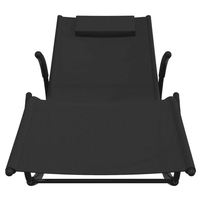 Rocking Sun Loungers 2 pcs Black Steel and Textilene