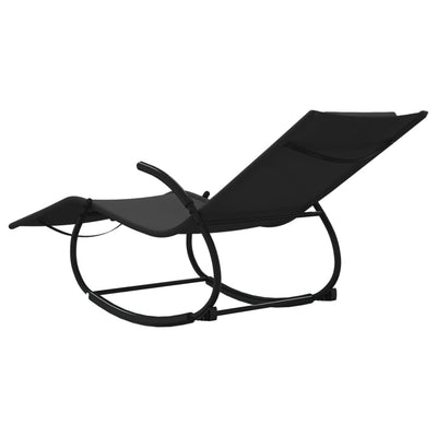 Rocking Sun Loungers 2 pcs Black Steel and Textilene